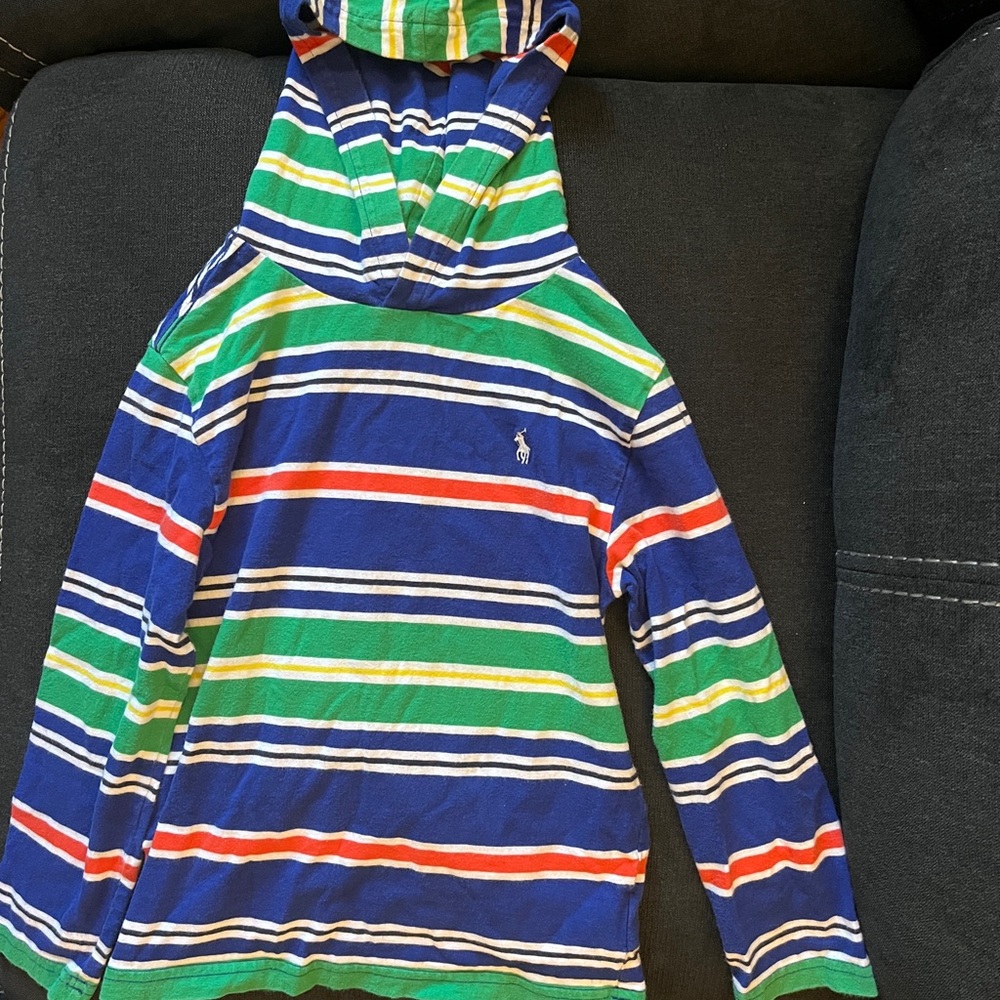 Polo by Ralph Lauren Blue and Green Striped Hoodie